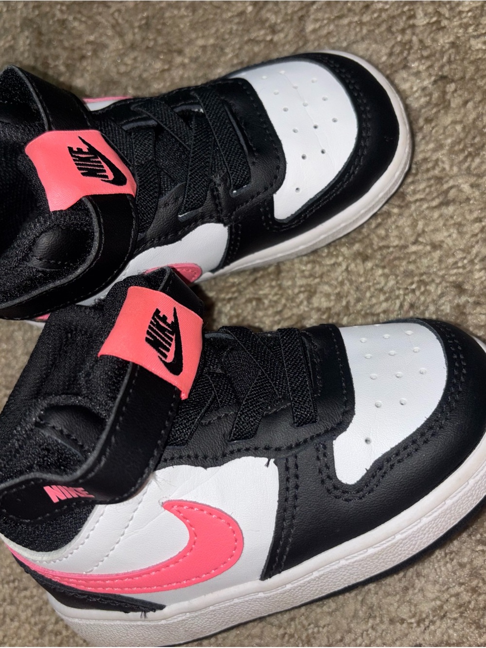 Nike Court Borough Mid 2 Toddler Shoes Black White Pink Size 6C